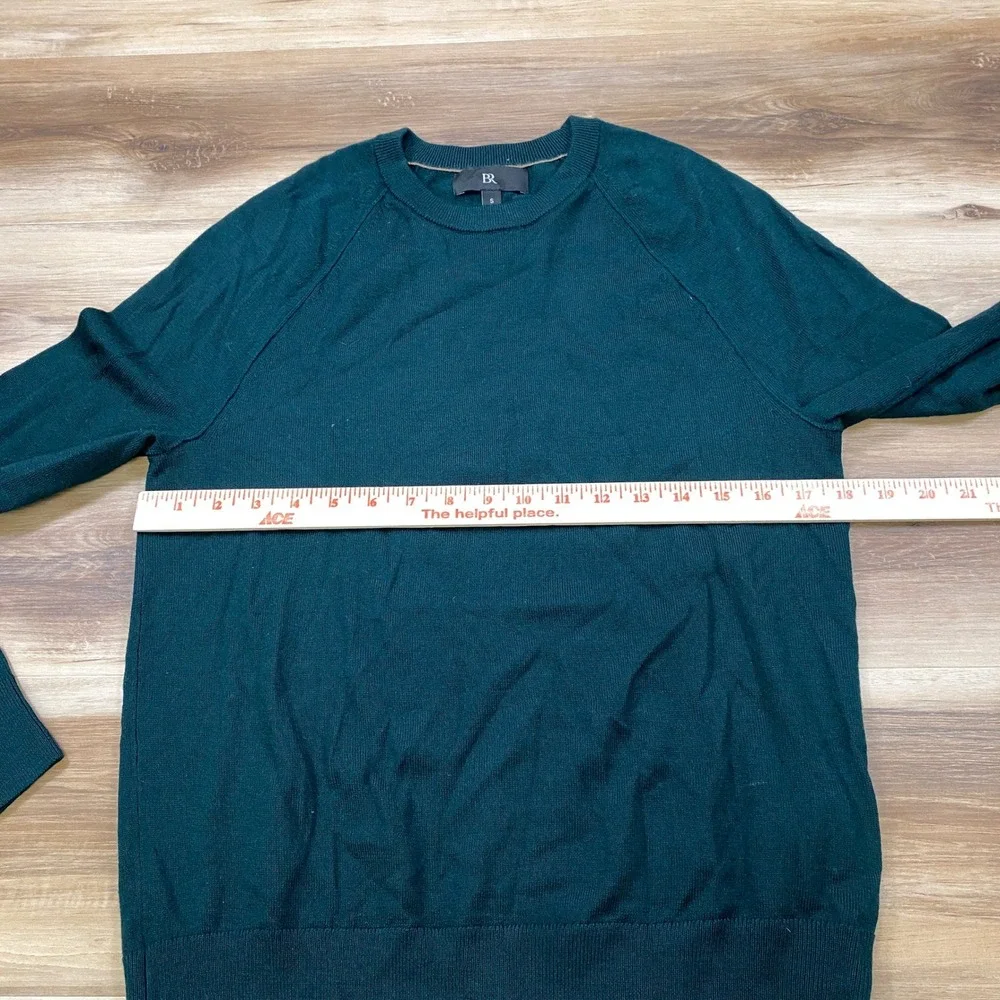 Banana Republic Sweater Mens S Green Merino Wool Crew Neck Minimalist Pullover